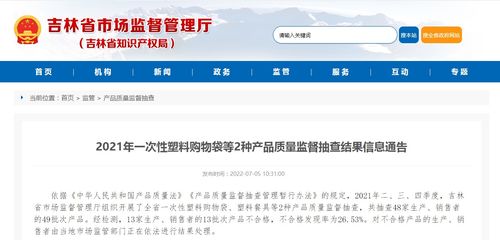 吉林省2021年一次性塑料購物袋及網(wǎng)絡與信息安全軟件開發(fā)質(zhì)量監(jiān)督抽查結(jié)果通告